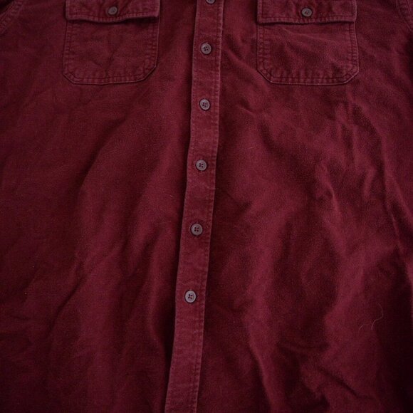 Vintage L.L. Bean Maroon Heavyweight Thick Cotton Button Up Outdoor Shirt 2XLT - Picture 5 of 10